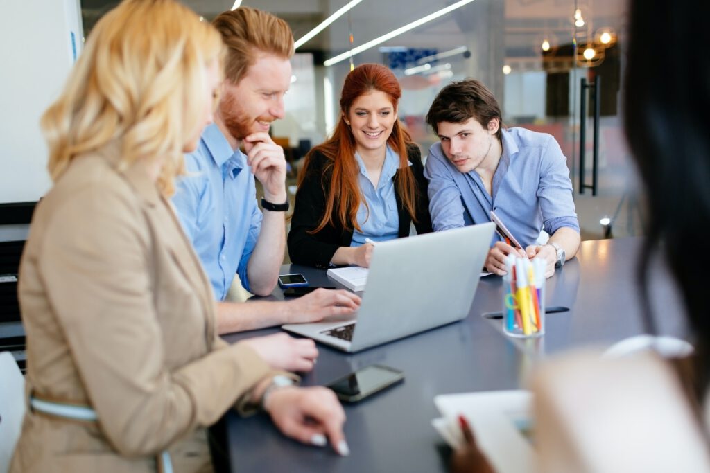 Business people collaborating in office and working on project together